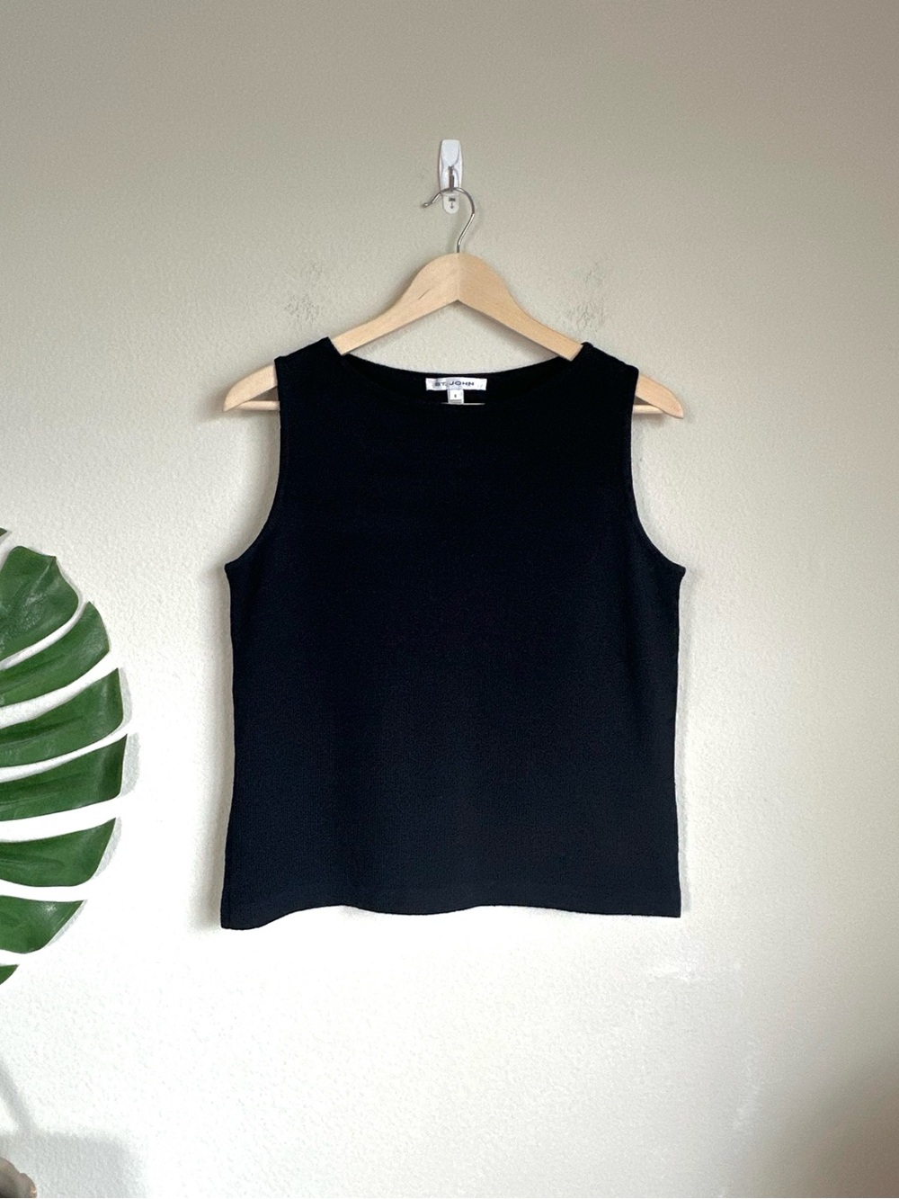 St. John Wool and Rayon Knit Wide Neck Tank Top